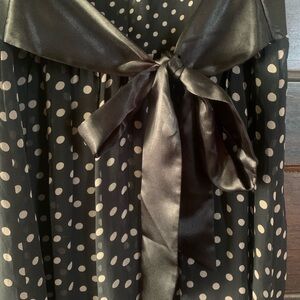 100% Silk Elegant Black and White Polka Dot Dress